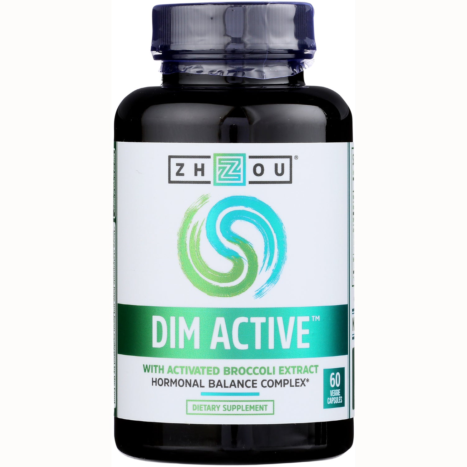ZOU016 | Zhou DIM Active supplement bottle, 60 veggie capsules, With Activated Broccoli Extract, Hormonal Balance Complex