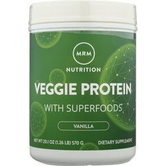 MRM017 | Green tub of MRM Nutrition Veggie Protein with Superfoods vanilla dietary supplement, front view