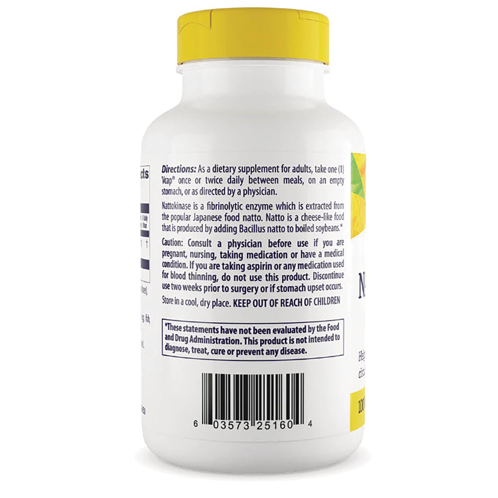 HRG029 | Back of white supplement bottle with yellow cap showing directions, caution text, disclaimer box and barcode - Thumbnail