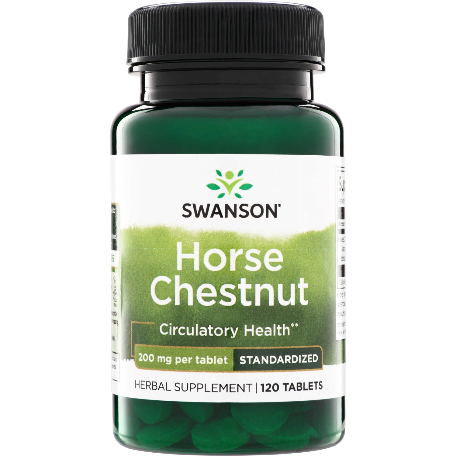 SWH041 | Swanson Horse Chestnut supplement bottle, 200 mg per tablet, standardized, 120 tablets, Circulatory Health