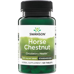 SWH041 | Swanson Horse Chestnut supplement bottle, 200 mg per tablet, standardized, 120 tablets, Circulatory Health