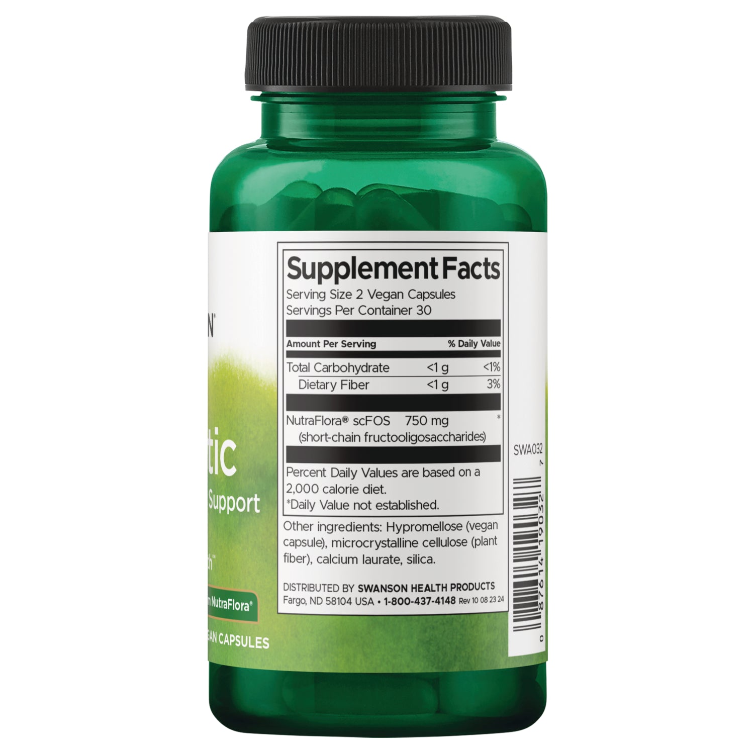 SWA032 | Back label with supplement facts and serving information