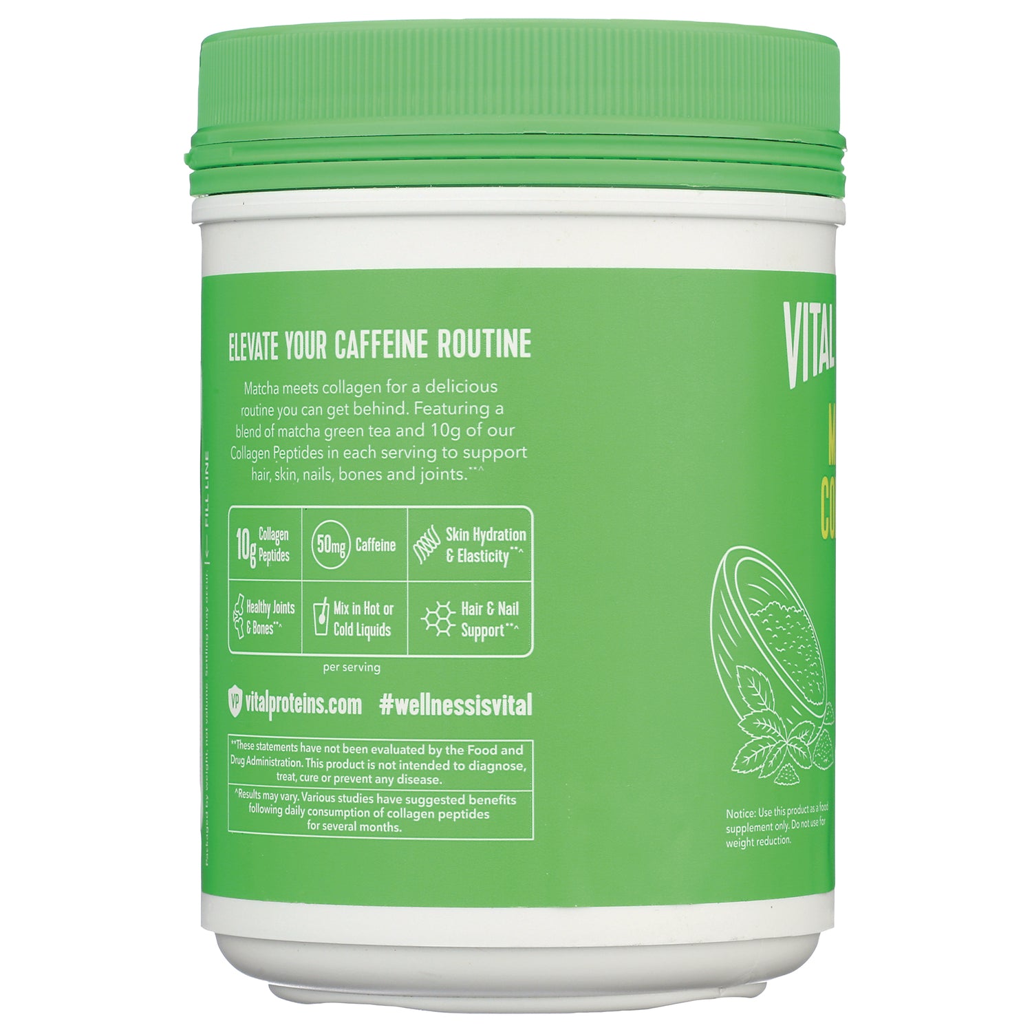VPR058 | Vital Proteins Matcha Collagen: 10g collagen peptides, 50mg caffeine, supports hair, skin, nails and joints