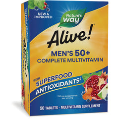 NW1013 | Alive! Men's 50+ Complete Multivitamin box with superfood antioxidants, 50 tablets