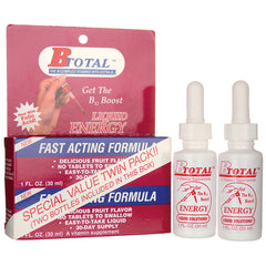 SUB001 | B-TOTAL Liquid Energy B12 Boost twin pack, box with two 1 fl oz dropper bottles