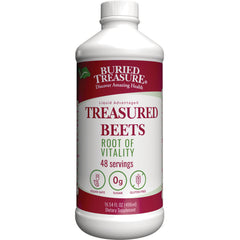 BTR044 | Buried Treasure Treasured Beets liquid supplement bottle front label Root of Vitality 48 servings