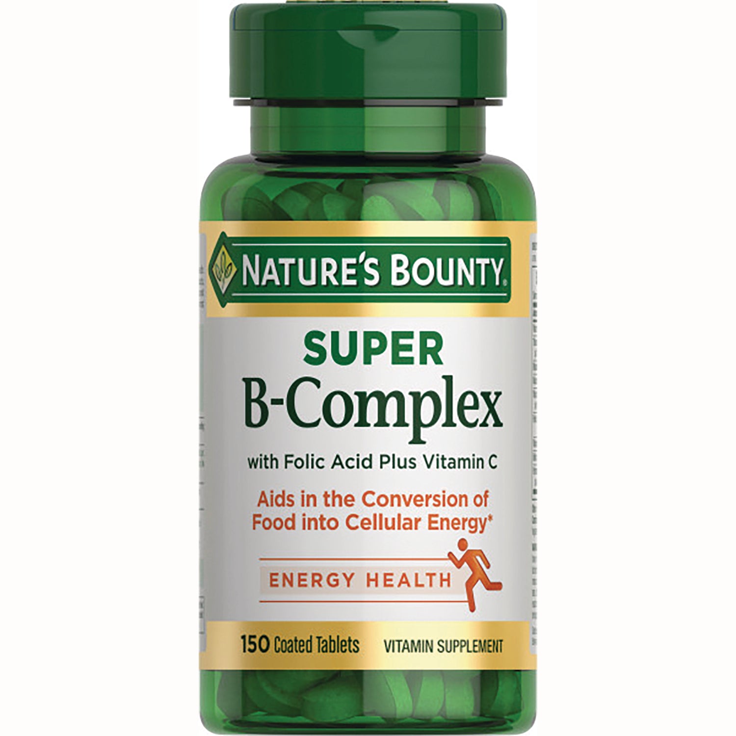 NBY069 | Nature's Bounty Super B-Complex bottle, 150 coated tablets, energy health supplement label