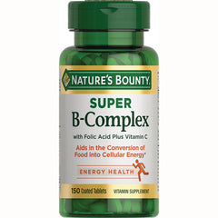 NBY069 | Nature's Bounty Super B-Complex bottle, 150 coated tablets, energy health supplement label