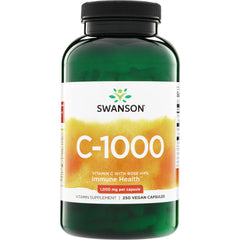 SW106 | Front of Swanson C-1000 Vitamin C with Rose Hips, 1,000 mg per capsule, 250 vegan capsules