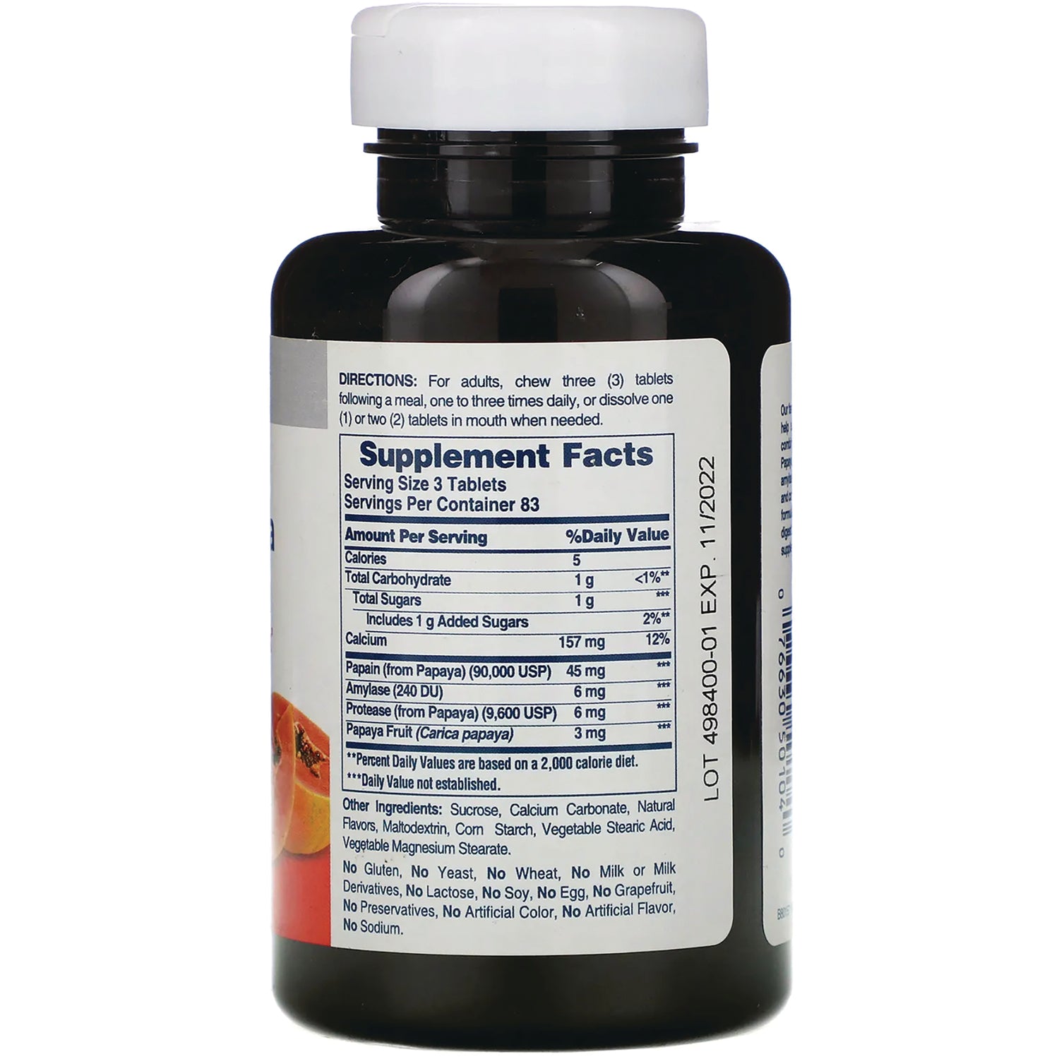 AM093 | Back label showing Supplement Facts and directions on supplement bottle