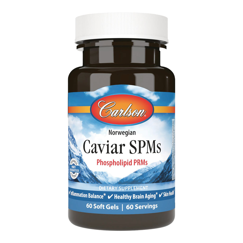 CSN327 | Carlson Norwegian Caviar SPMs supplement bottle front label, 60 soft gels - Thumbnail