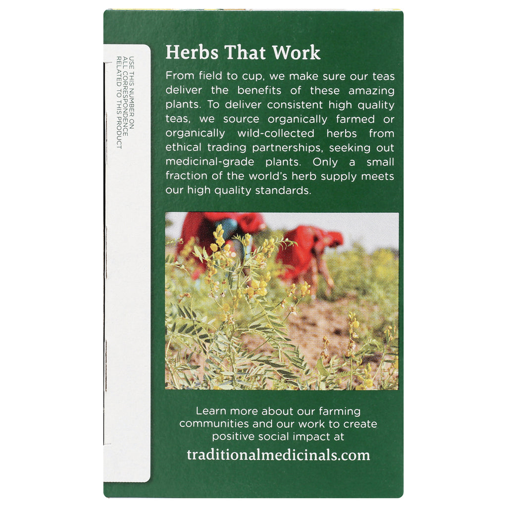 TMD003 | Herbs That Work brand story on tea box with photo of herb farming and URL traditionalmedicinals.com - Thumbnail