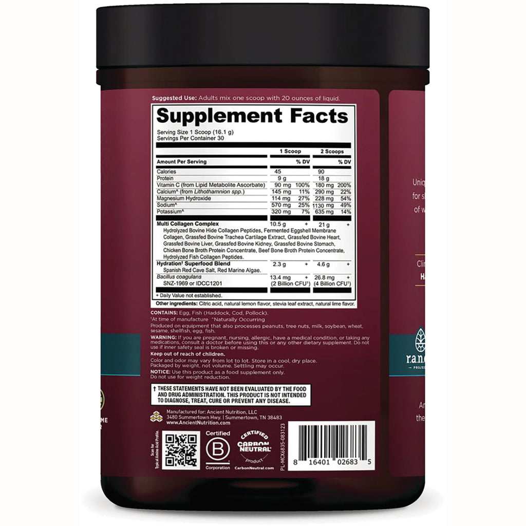 ATN130 | Back label showing Supplement Facts panel, ingredients list and barcode on maroon supplement jar - Thumbnail