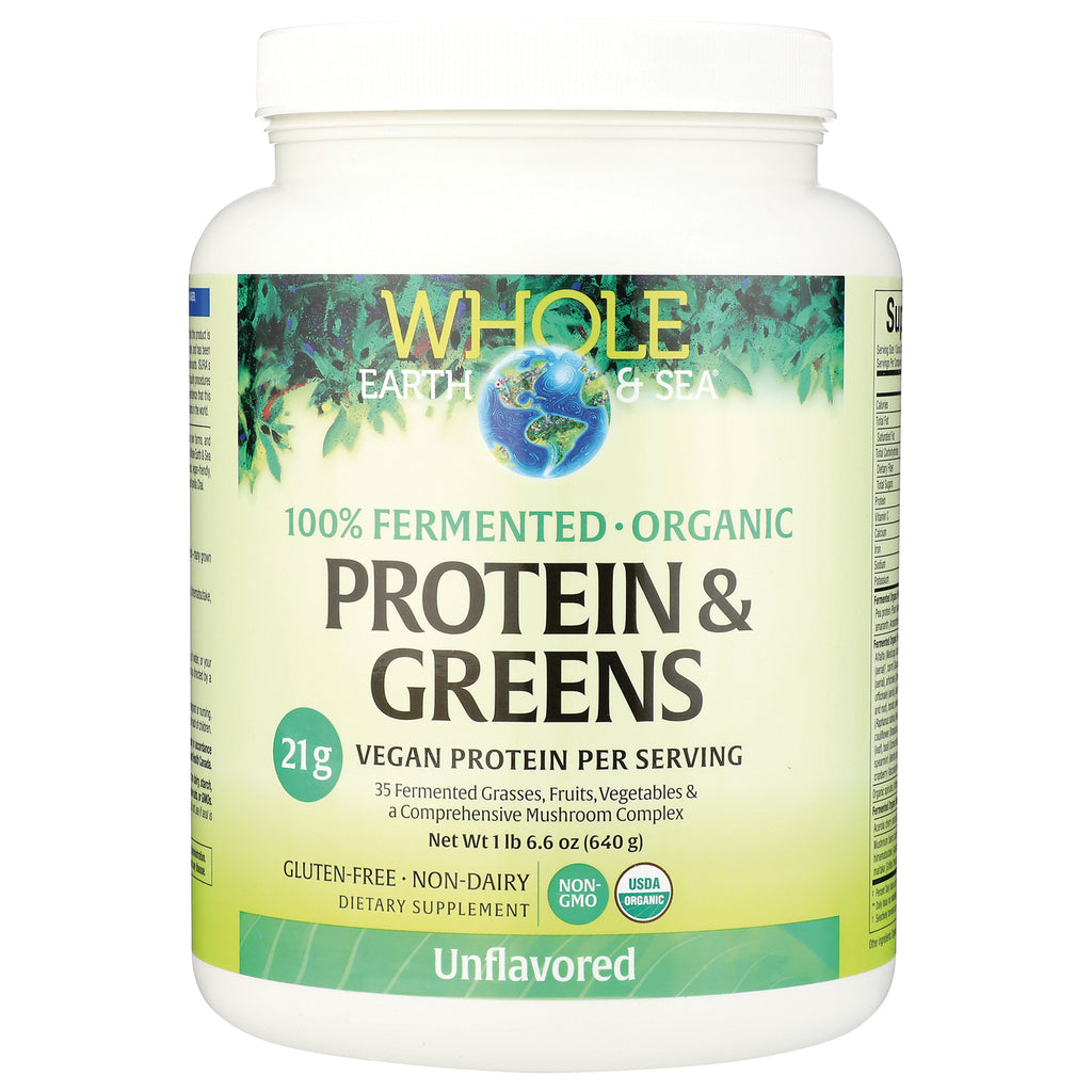NFC195 | Whole Earth & Sea Protein & Greens powder container, unflavored, 21g vegan protein per serving - Thumbnail