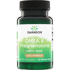 SWU829 | Swanson DHEA & Pregnenolone, Healthy Aging 2-in-1 formula dietary supplement, 60 veggie caps