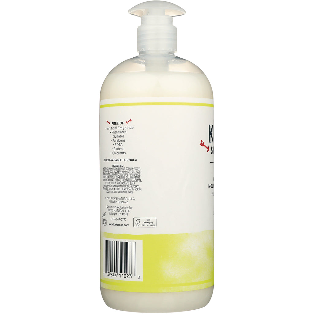 KIR018 | back label of pump bottle showing ingredients list, free-of claims, and barcode - Thumbnail