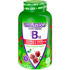 VFS025 | vitafusion B12 gummy vitamins, Extra Strength 3000 mcg, cherry flavor, 90 gummies