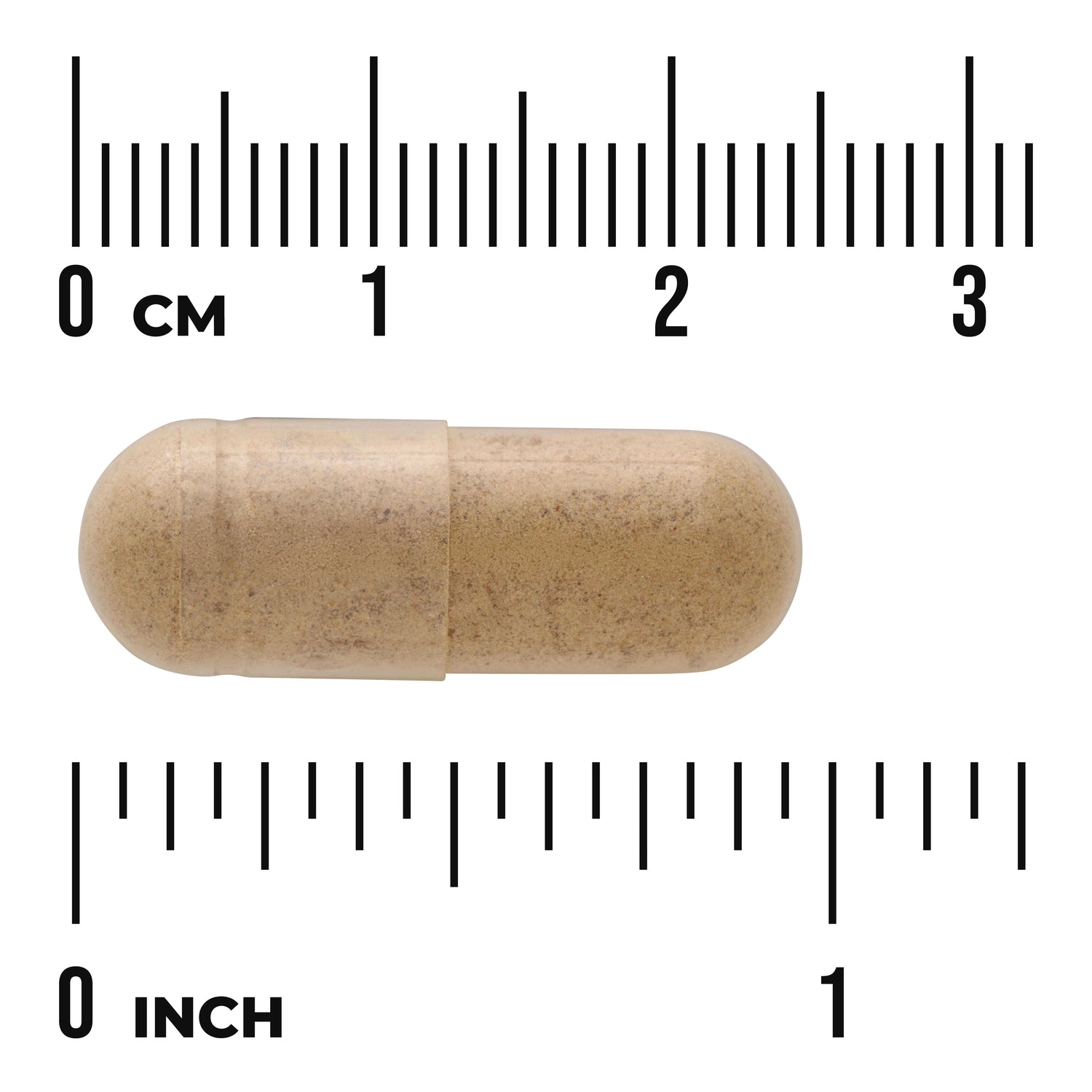 SW1557 | Beige capsule with size rulers in centimeters and inches