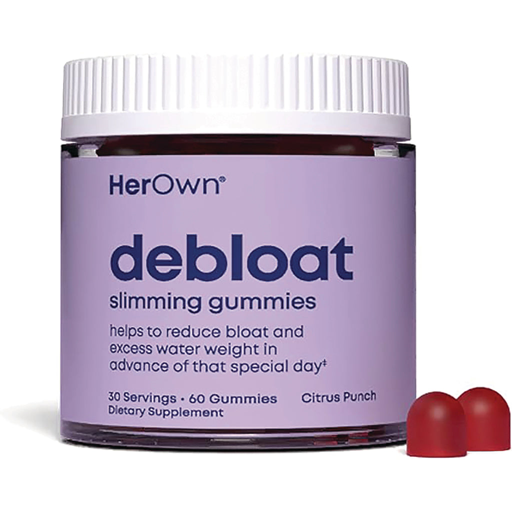 HO004 | HerOwn debloat slimming gummies jar labeled debloat slimming gummies Citrus Punch with two red gummies - Thumbnail