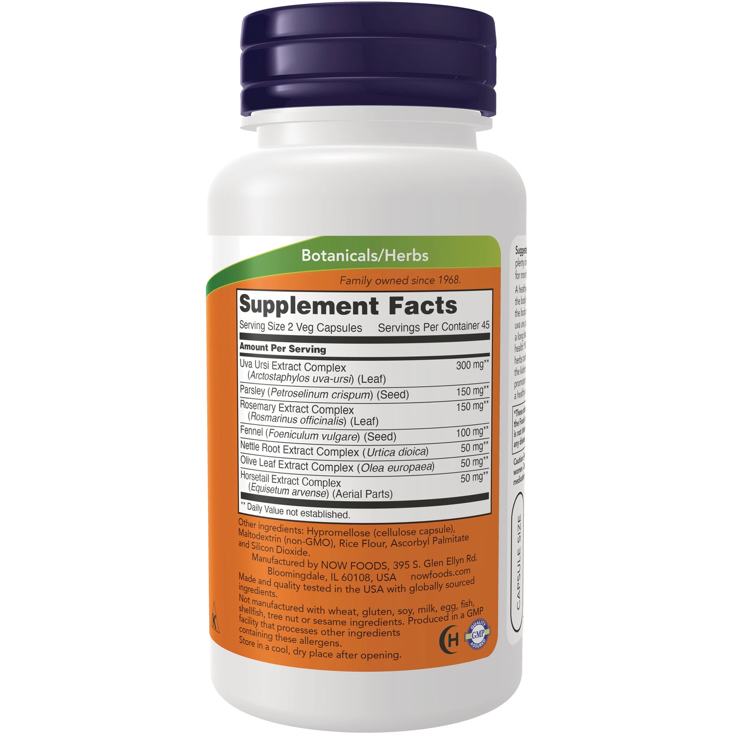 NWF1266 | Back of white supplement bottle showing Supplement Facts panel and ingredient list