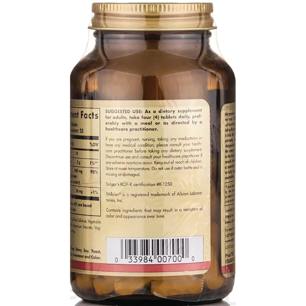 SLG358 | Back of amber supplement bottle showing suggested use text, ingredient panel and barcode - Thumbnail
