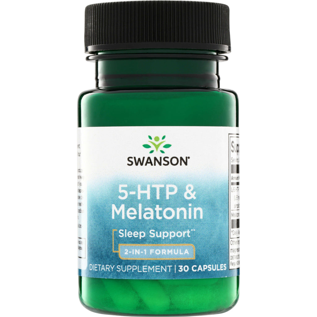 SWU764 | Swanson 5-HTP & Melatonin sleep support, 2-in-1 formula, 30 capsules bottle - Thumbnail