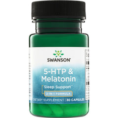 SWU764 | Swanson 5-HTP & Melatonin sleep support, 2-in-1 formula, 30 capsules bottle