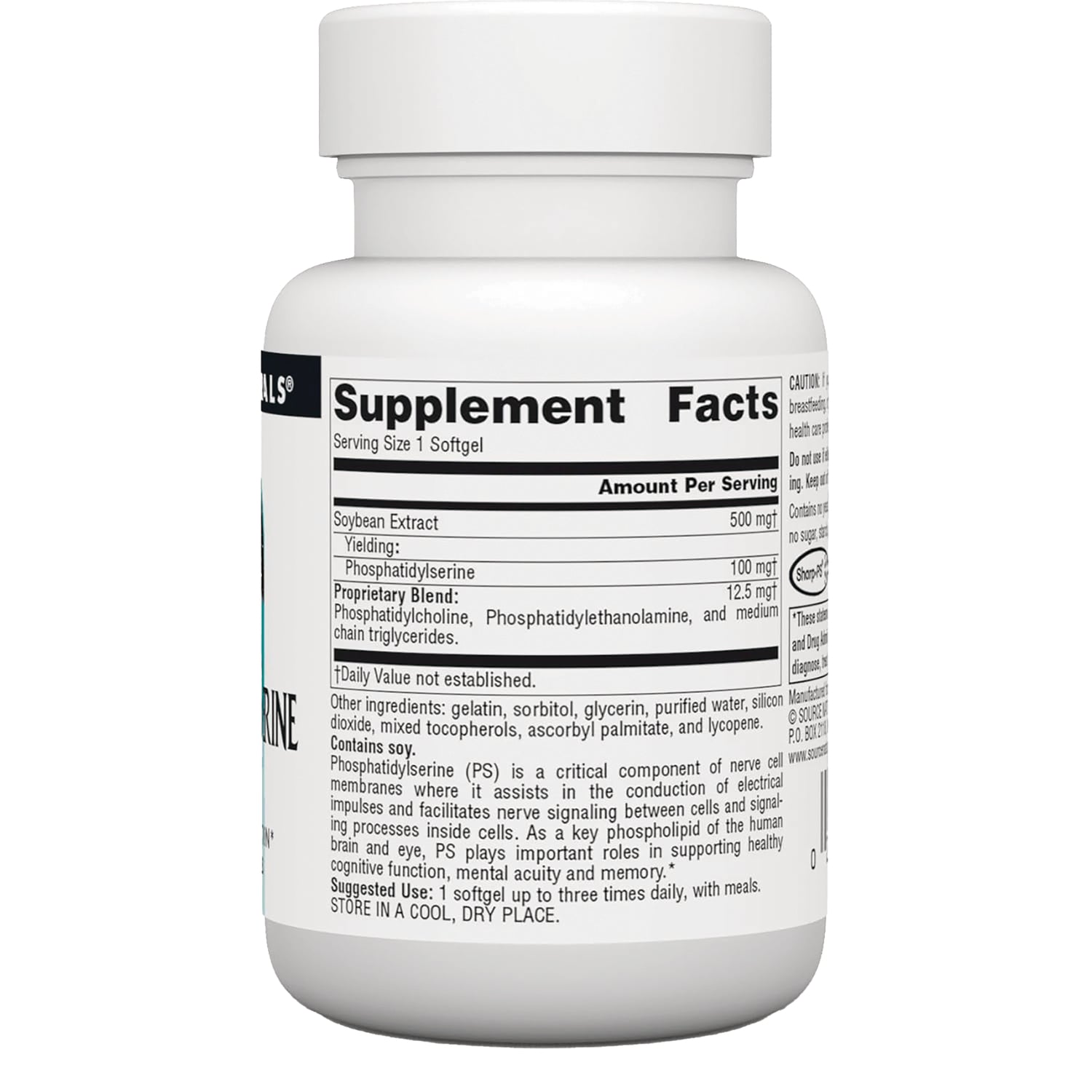 SN261 | Back label with Supplement Facts panel, ingredients, and suggested use