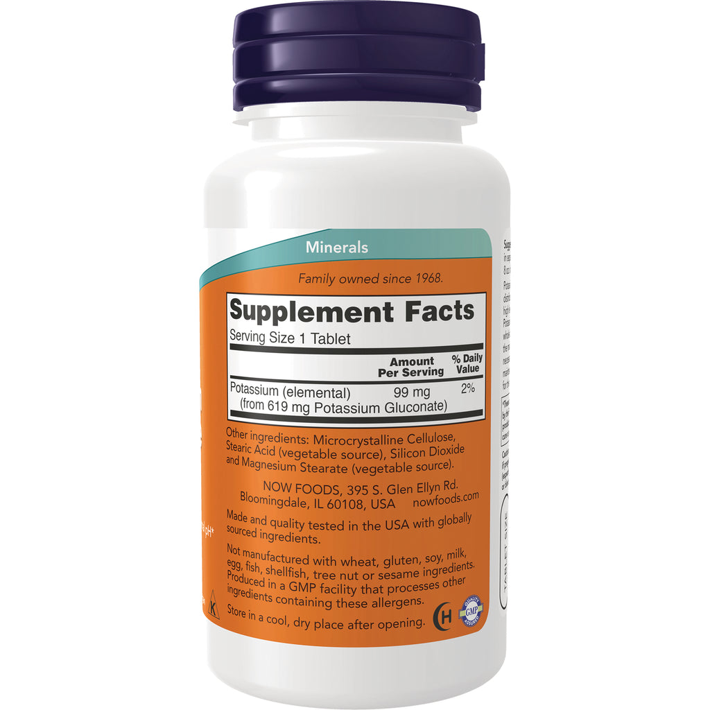 NWF698 | Back label showing Supplement Facts panel, potassium amount, ingredients and manufacturer info on white bottle - Thumbnail