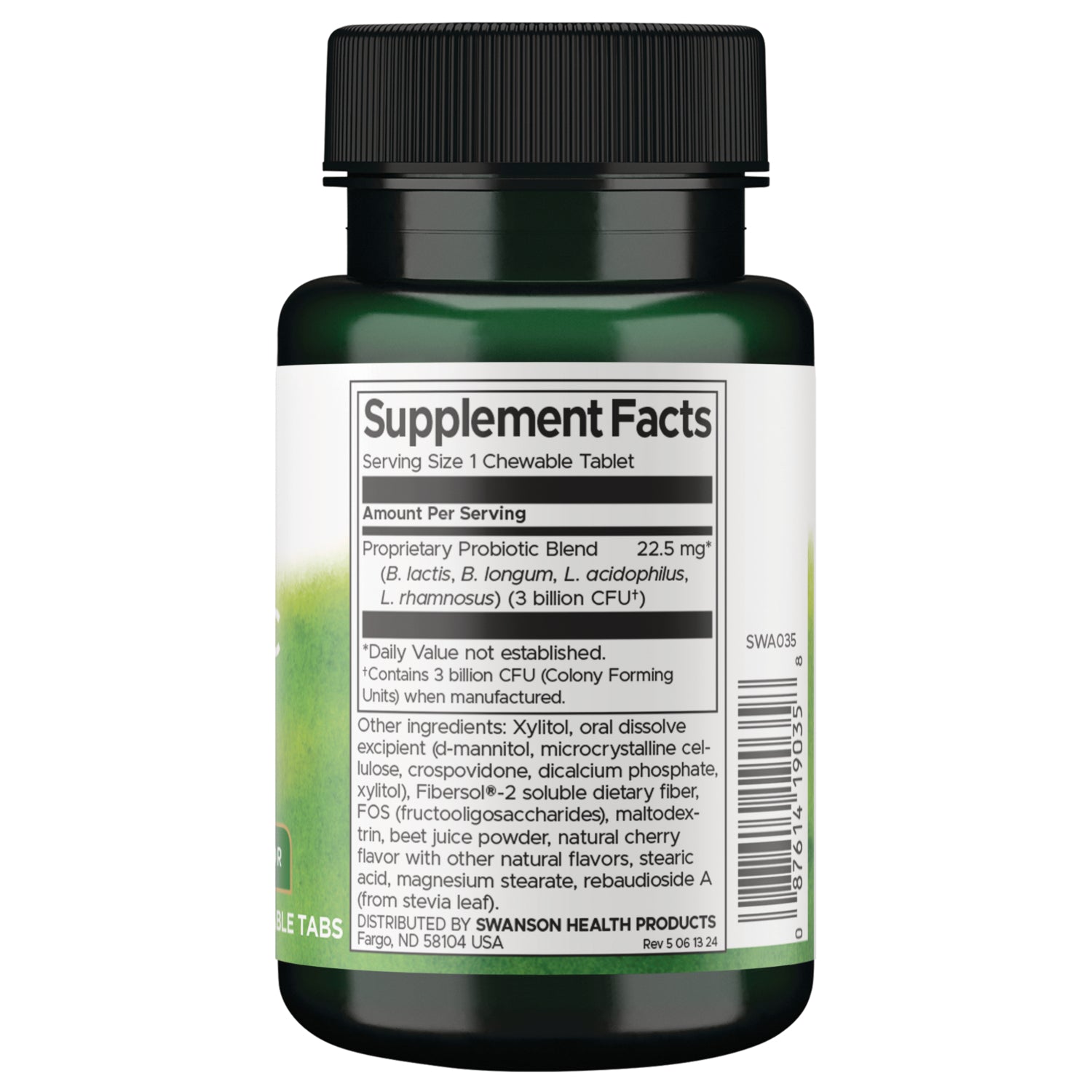 SWA035 | Back label with Supplement Facts
