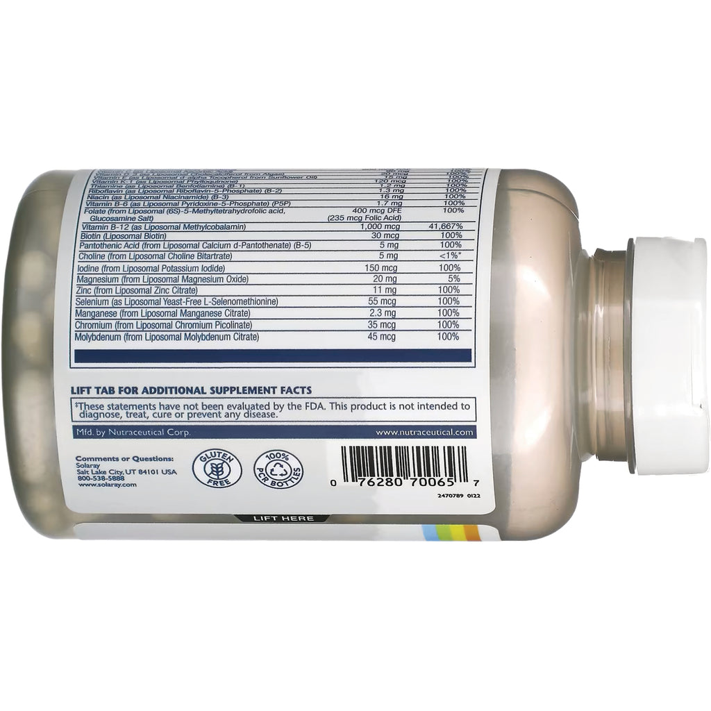 SLR494 | back of supplement bottle showing supplement facts panel, barcode, and lift tab - Thumbnail