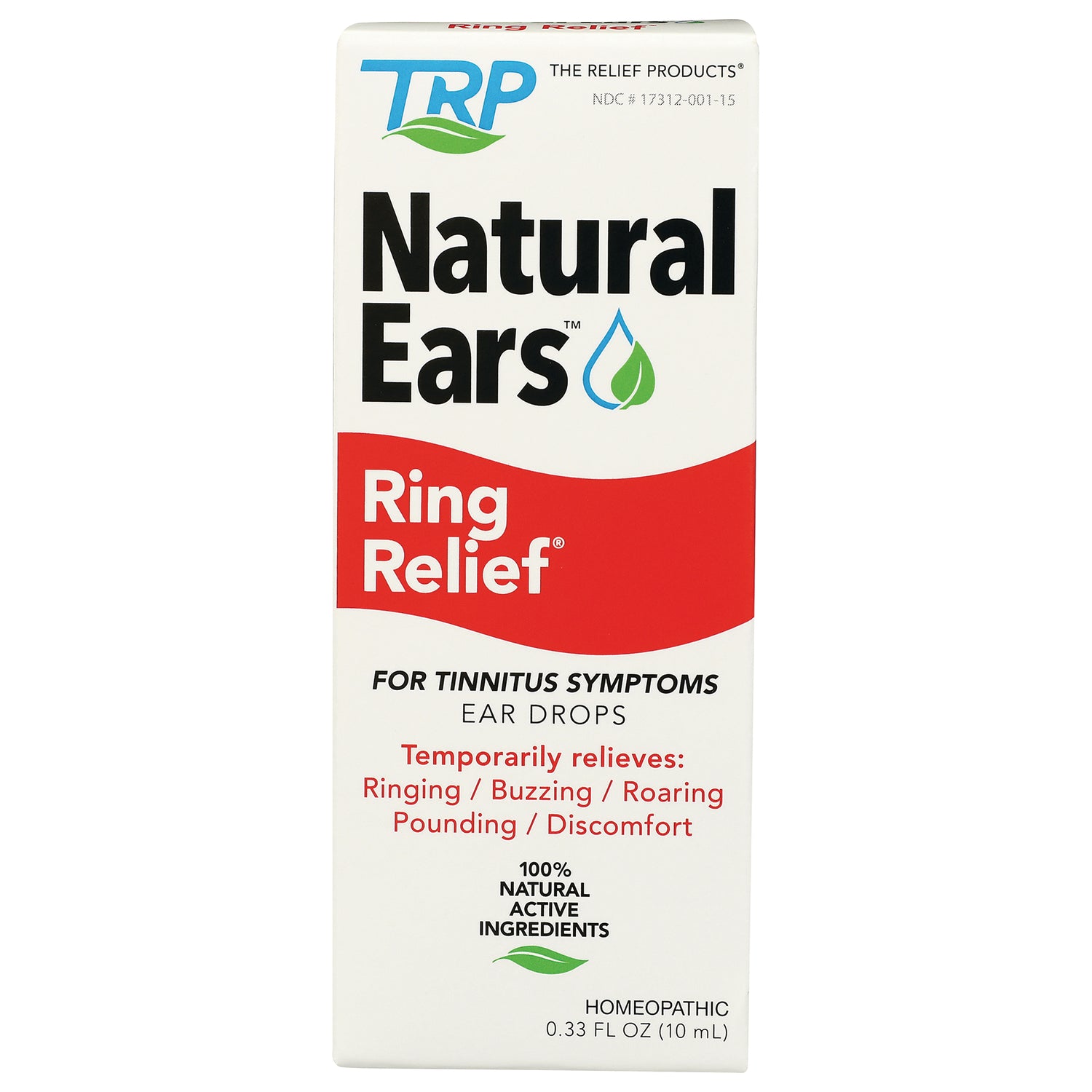 TRL015 | Ring Relief homeopathic ear drops for tinnitus symptoms, 0.33 fl oz bottle and box