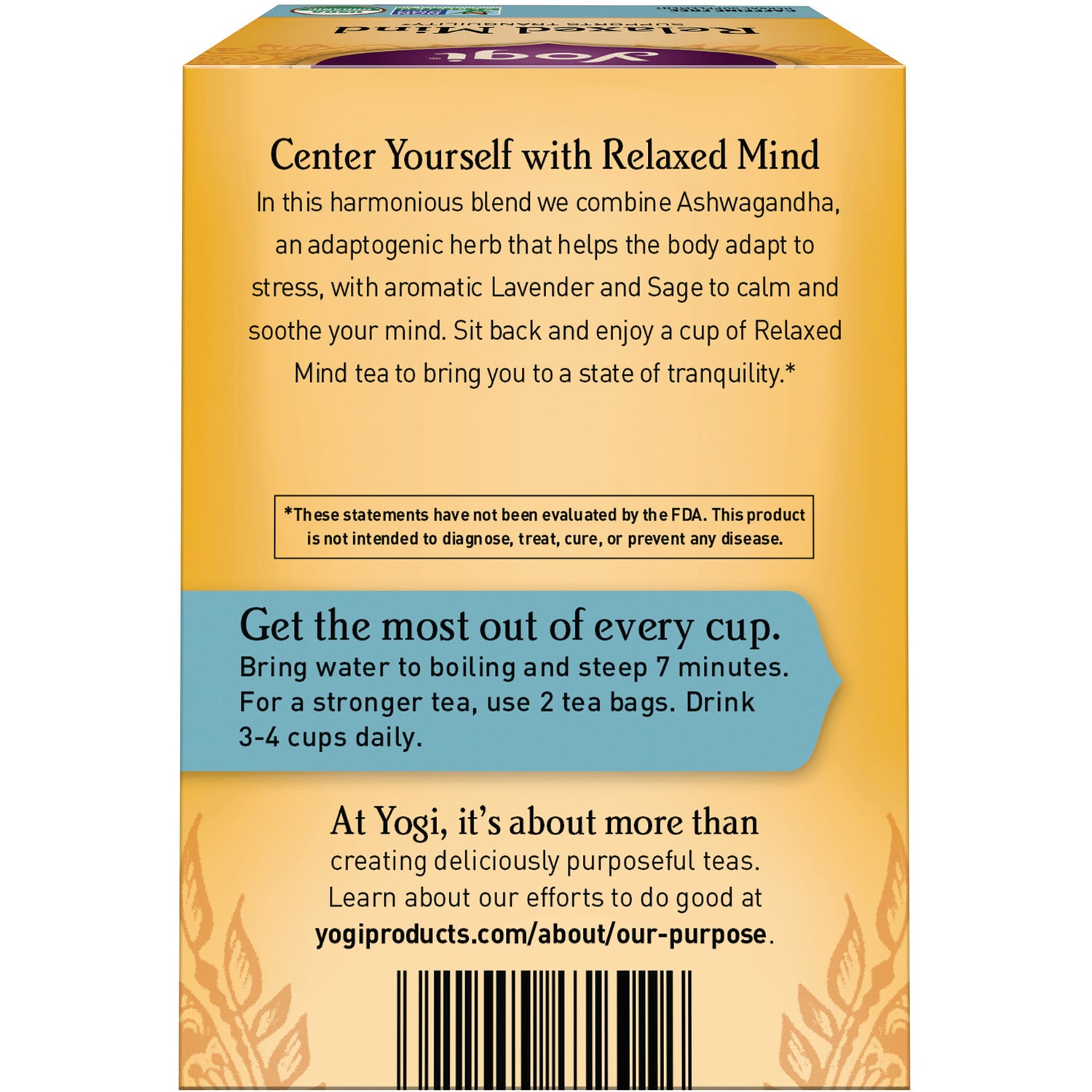 AHW036 | Relaxed Mind tea box back panel with \