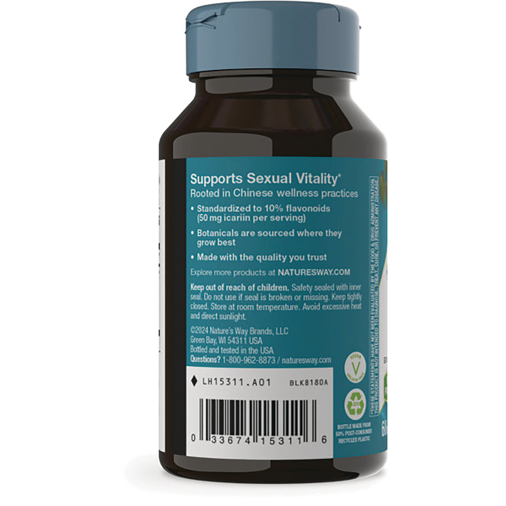 NW736 | back label of supplement bottle showing Supports Sexual Vitality text, ingredients panel and barcode - Thumbnail