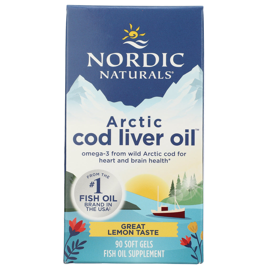 NRN014 | Nordic Naturals Arctic cod liver oil box, 90 soft gels, great lemon taste - Thumbnail
