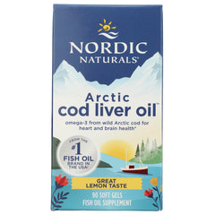 NRN014 | Nordic Naturals Arctic cod liver oil box, 90 soft gels, great lemon taste