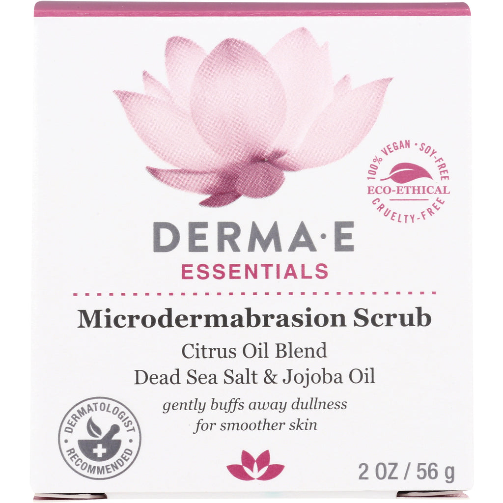 DE020 | DERMAE Essentials Microdermabrasion Scrub, Citrus Oil Blend with Dead Sea Salt & Jojoba Oil front box 2 oz - Thumbnail