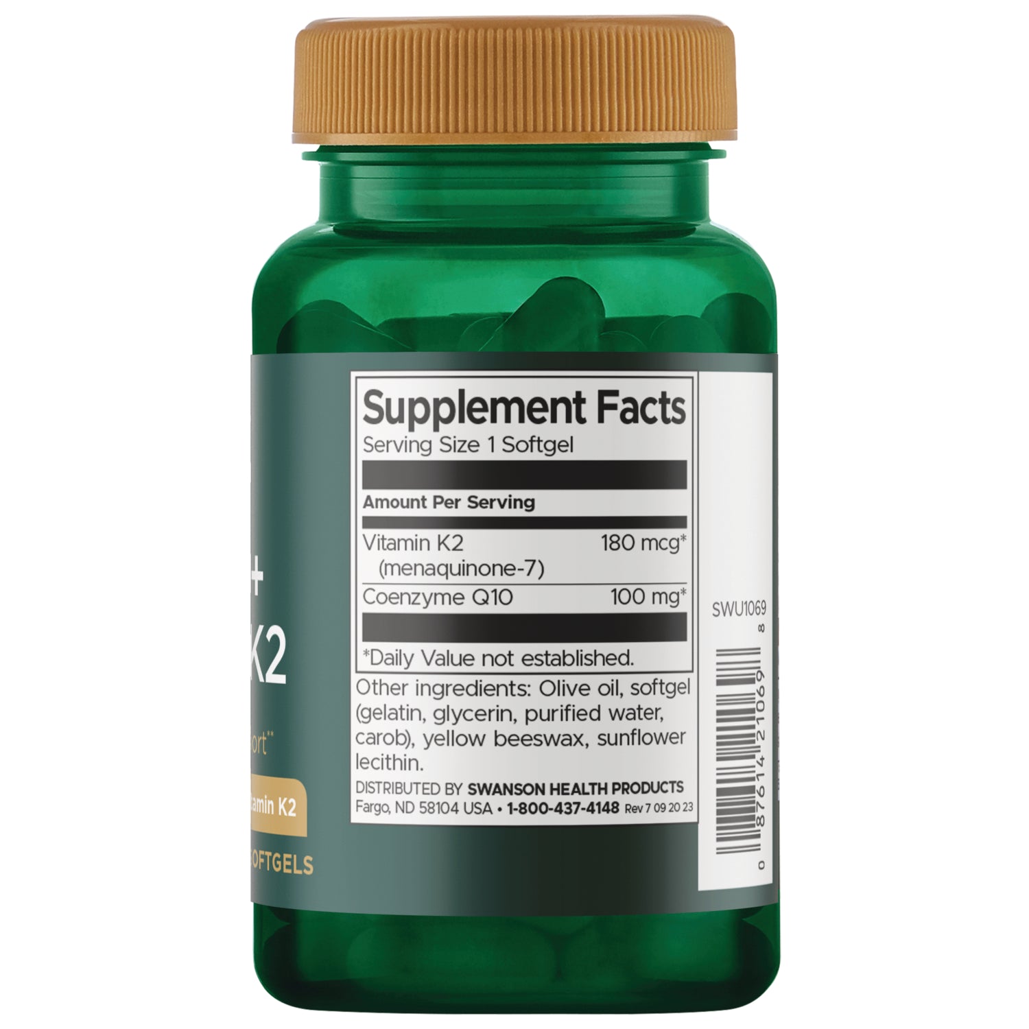 SWU1069 | Back label with supplement facts and serving information
