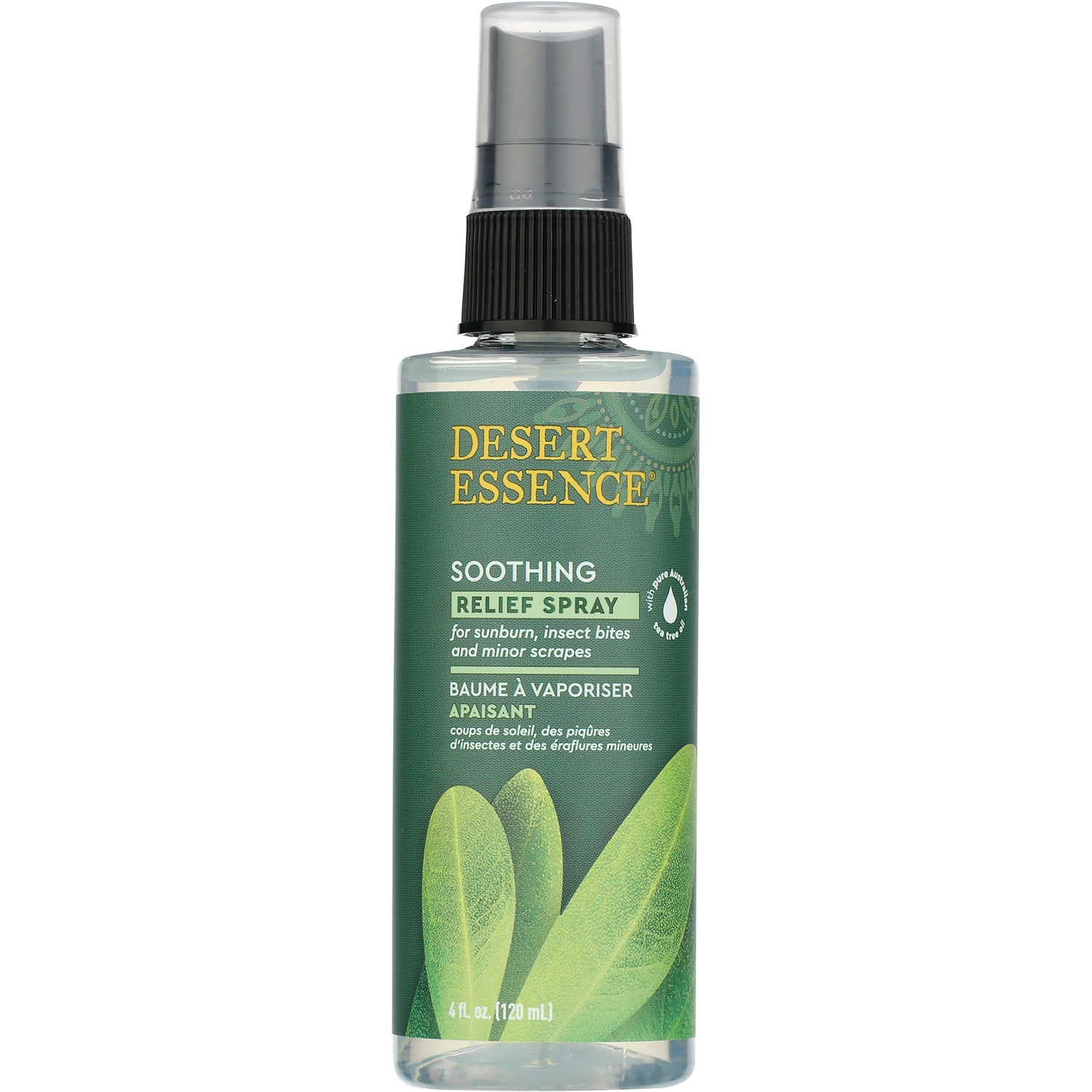 DST079 | Desert Essence soothing relief spray bottle 4 fl oz for sunburn insect bites and minor scrapes