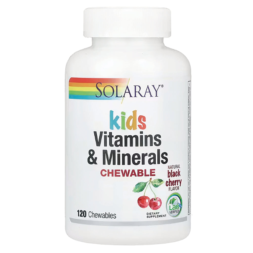 SLR340 | Solaray Kids Vitamins & Minerals Chewable, natural black cherry flavor, 120 chewables - Thumbnail