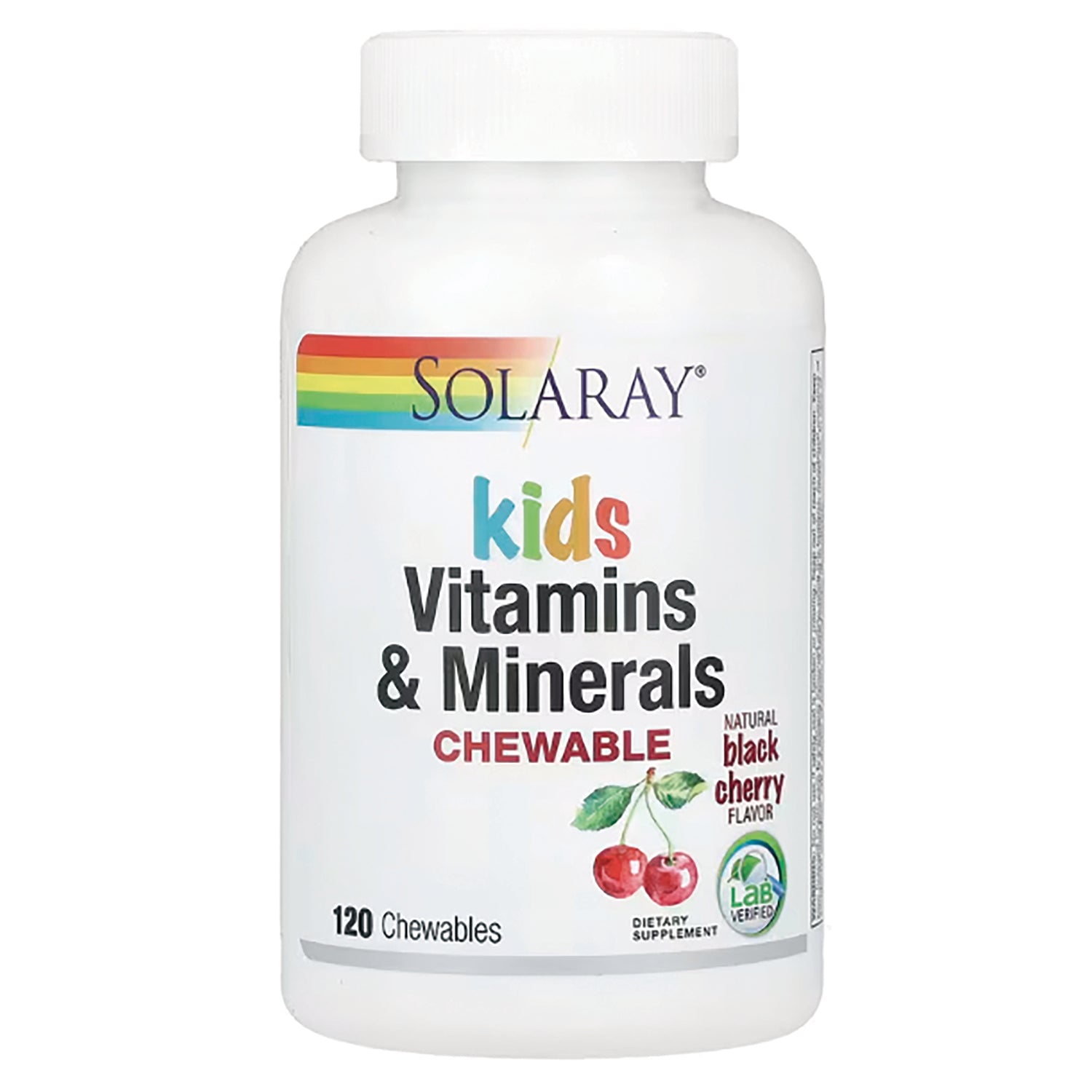 SLR340 | Solaray Kids Vitamins & Minerals Chewable, natural black cherry flavor, 120 chewables