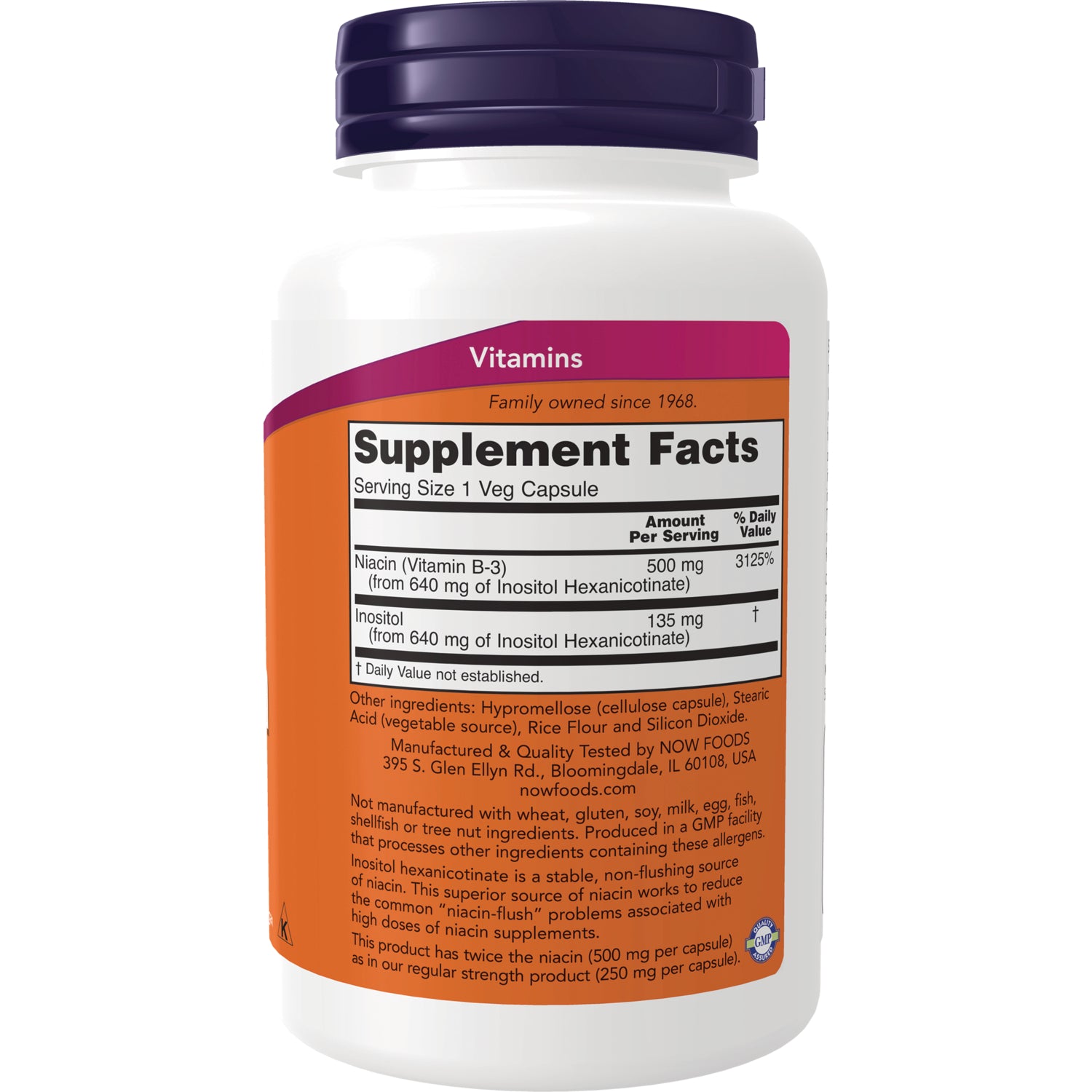 NWF604 | Back of white supplement bottle showing Supplement Facts panel and ingredient text