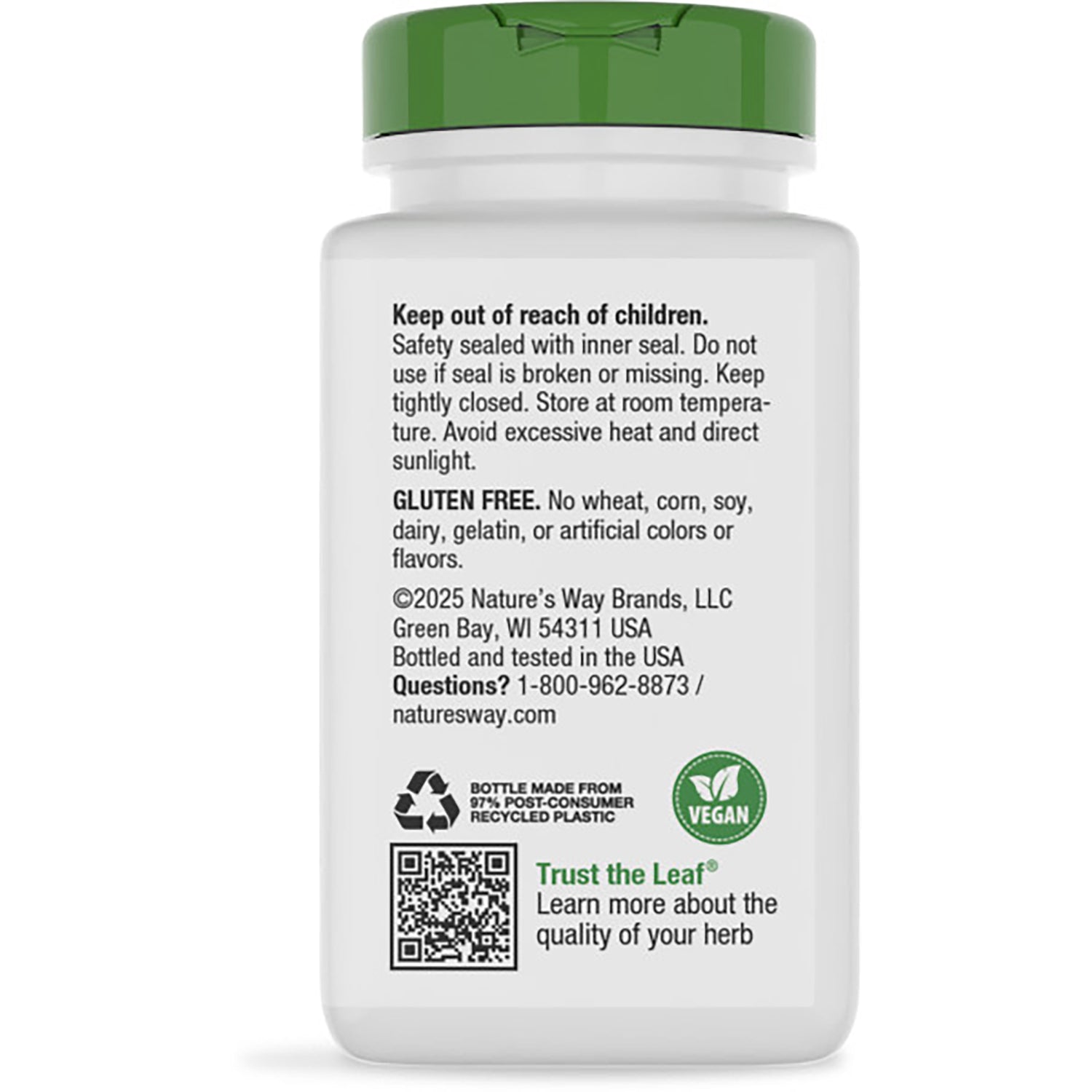 NW836 | Back of brown supplement bottle with green cap showing Traditional Joint Support label, gluten free text and barcode