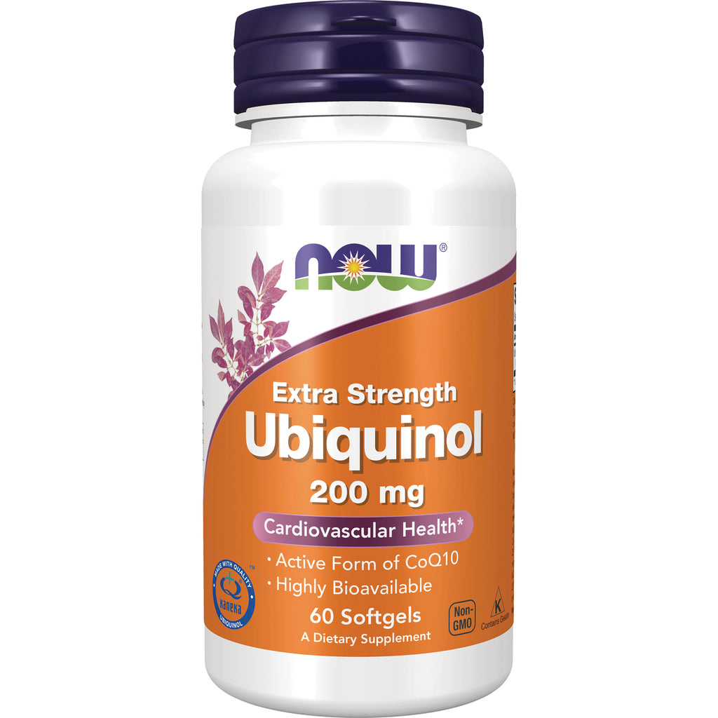 NWF1331 | NOW Extra Strength Ubiquinol 200 mg bottle with orange label, 60 softgels - Thumbnail