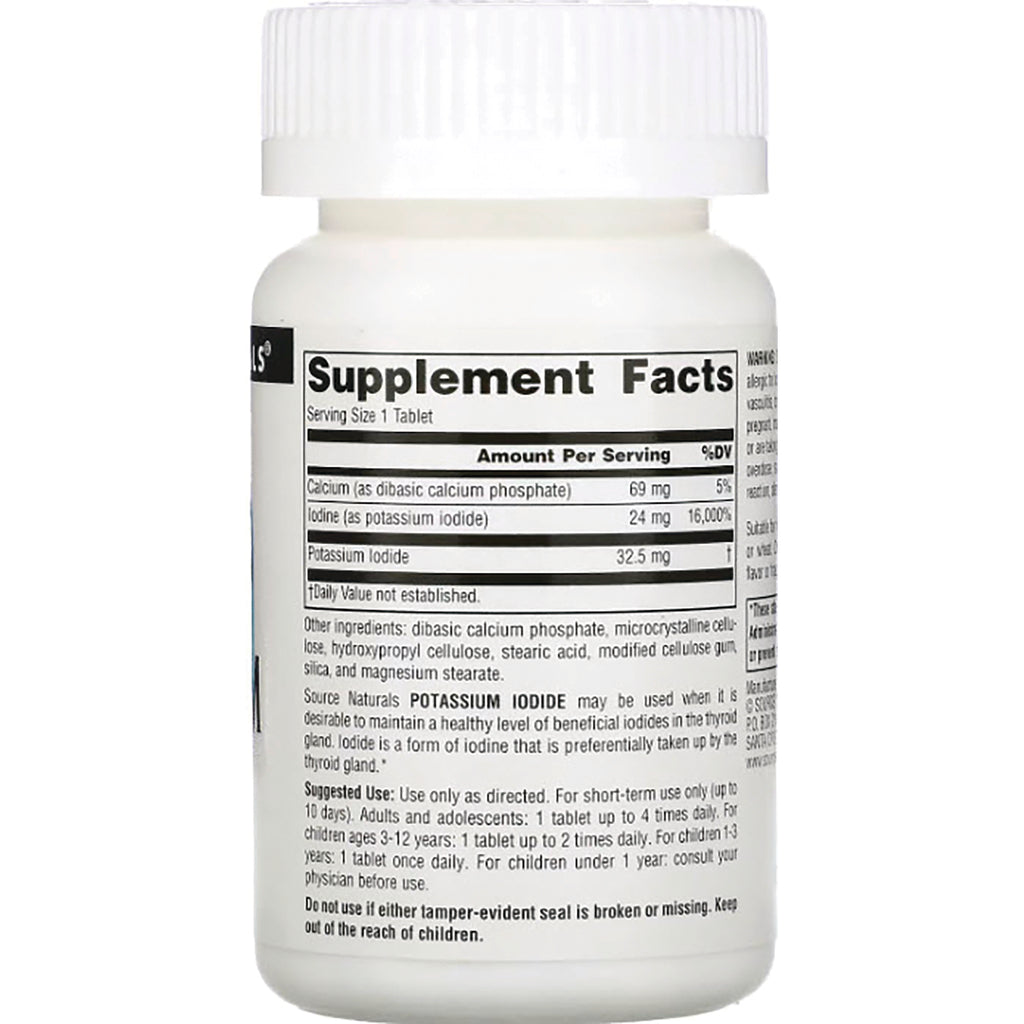 SN166 | Back of white supplement bottle showing Supplement Facts panel and ingredient text including potassium iodide - Thumbnail