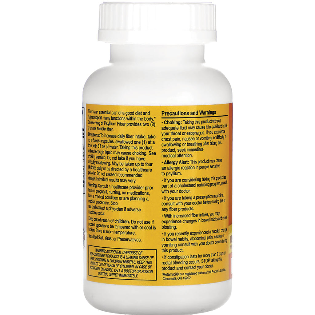 CNT137 | Back label of white supplement bottle showing yellow panel with directions, precautions, and warnings - Thumbnail