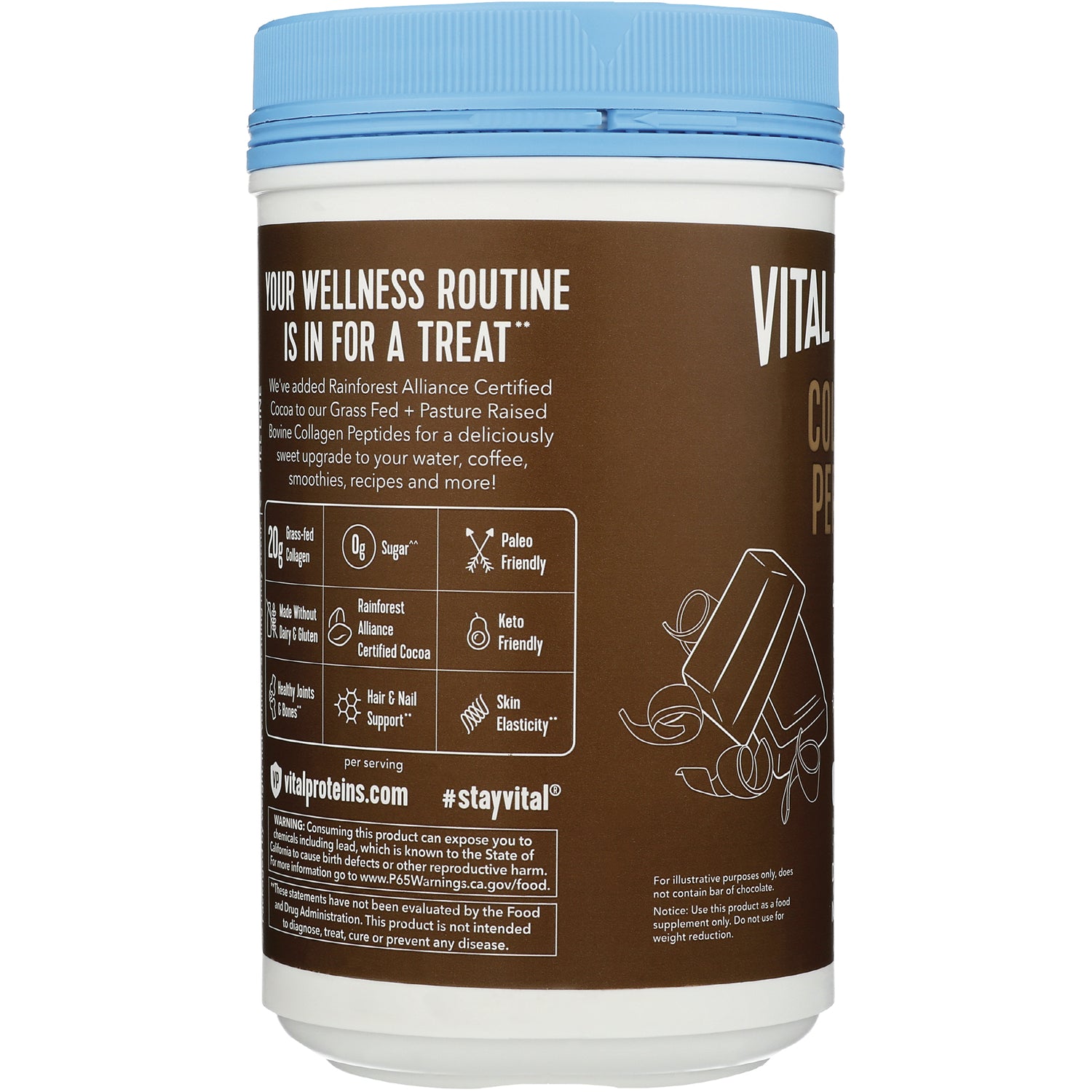 VPR052 | Product benefits panel: 20g grass-fed collagen, 0g sugar, keto and paleo friendly, hair and nail support