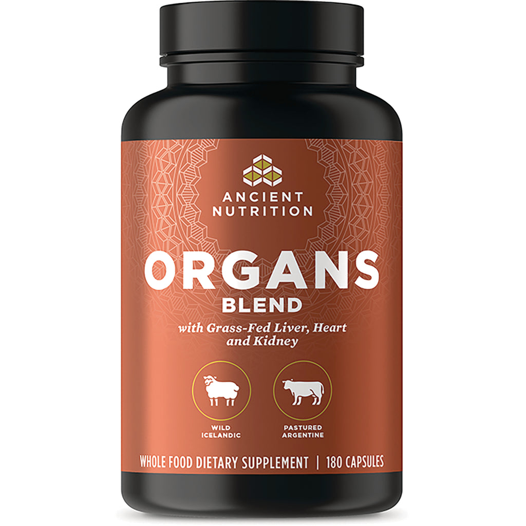 ATN099 | Ancient Nutrition bottle labeled ORGANS BLEND with Grass-Fed Liver, Heart and Kidney, 180 capsules - Thumbnail