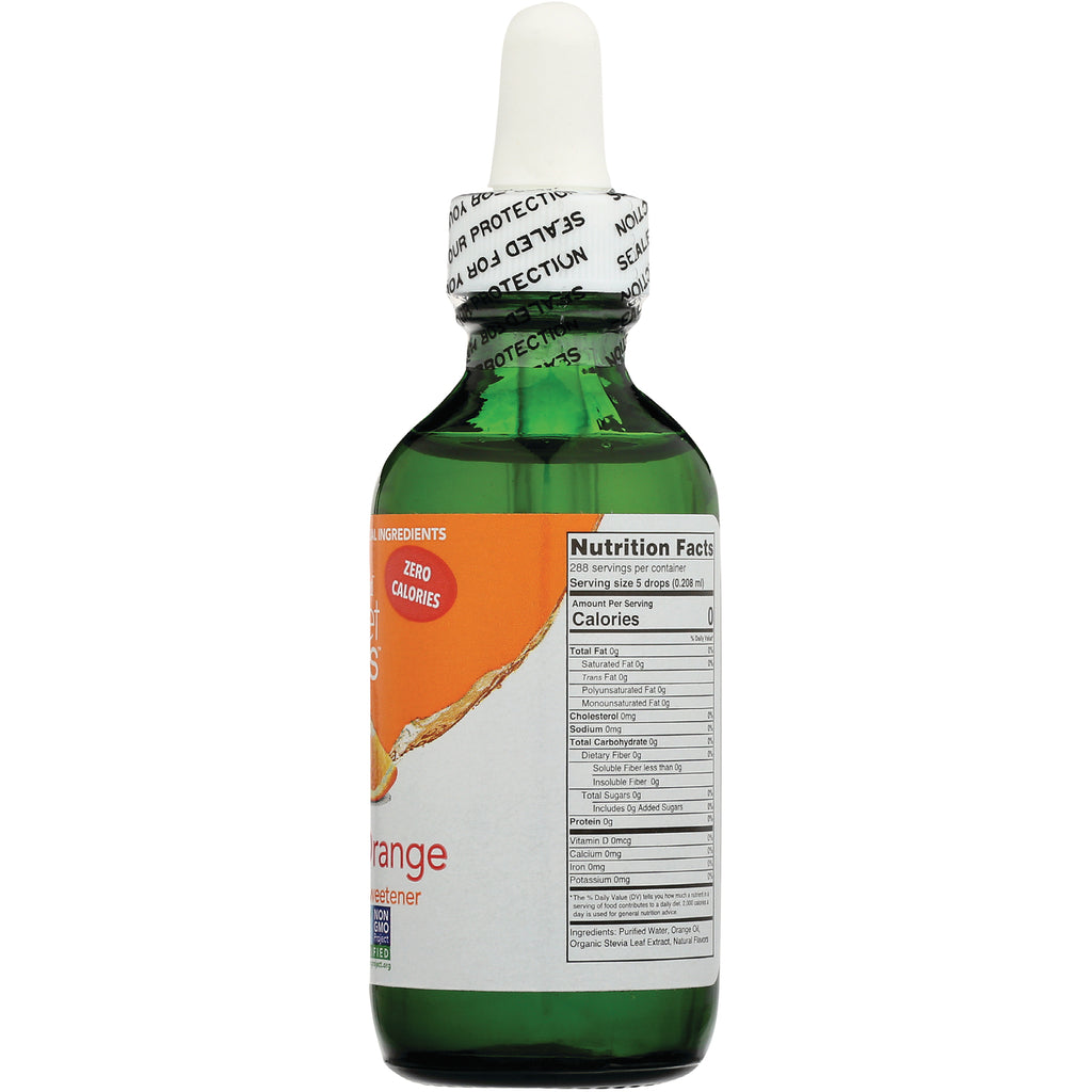 WA047 | Back of green dropper bottle with Nutrition Facts panel, zero calories, Orange flavor - Thumbnail