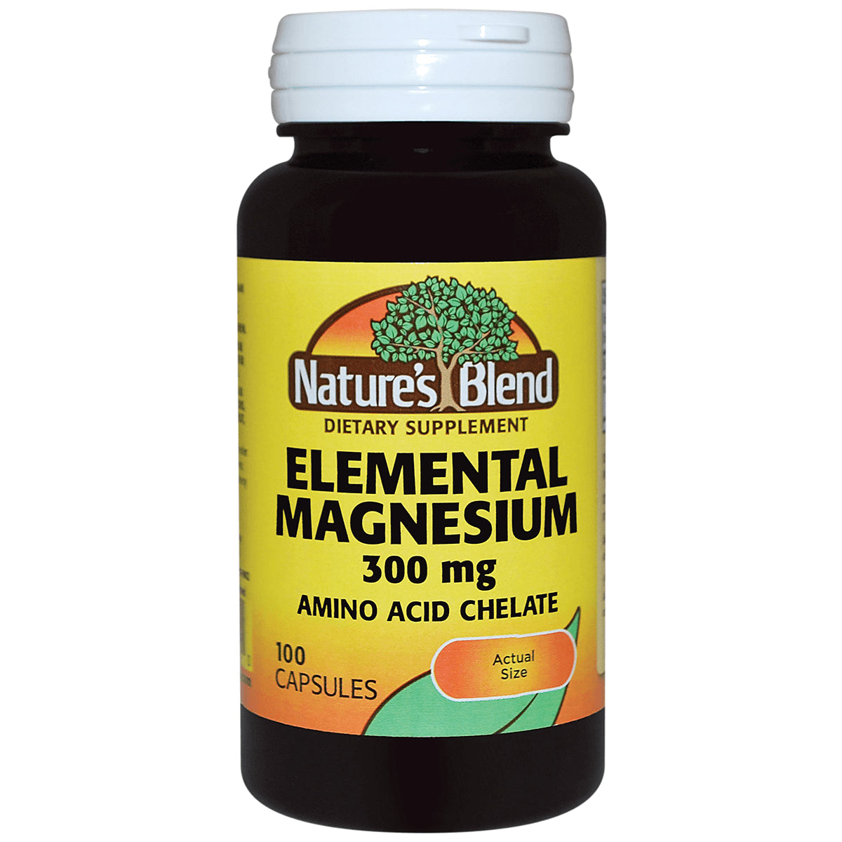NAB005 | Nature's Blend Elemental Magnesium 300 mg dietary supplement bottle, 100 capsules